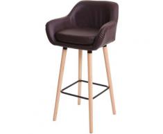 HHG - 2x Tabouret de bar Malmö T381, chaise de bar tabouret de comptoir ~ simili cuir, marron