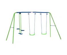 Outsunny - Balançoire 3 agrès portique avec 2 balançoires et face à face dim. 2,8L x 1,4l x 1,78H m