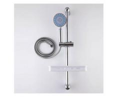 Aica Sanitaire - Barre de Douche Pommeau de Douche Ensemble de Douche Chromé + Carré Etagère Panier