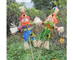 2 Pièces Épouvantail de Récolte Halloween Décoration, Petites Décorations d'Épouvantail, avec Bâton