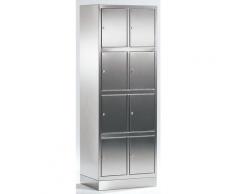 Armoire en inox - armoire à casiers - 8 casiers - Coloris corps: acier inoxydable