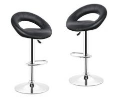 Skecten - Tabouret de bar lot de 2 en cuir artificiel avec poignée réglage en hauteur 82cm -102cm