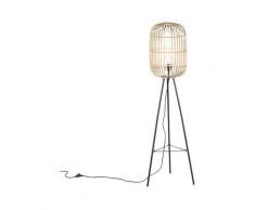 Lampadaire Rural en rotin - Manille Qazqa Rustique, Rustique Luminaire interieur Rond