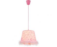 Lampe pendule jeu chambre d'enfant plafond textile abat-jour fille suspension rose