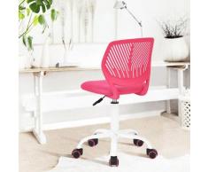 Chaise enfant étudiant ergonomique réglable roulant métal rose blanc