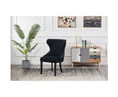 MAYFAIR - Chaise Capitonnée Velours Noir - Style Contemporain - Pieds en Bois - Salle à Manger,