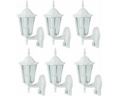 Etc-shop - Lot de 6 appliques terrasses lanternes en verre ALU capteur plot lights blanc