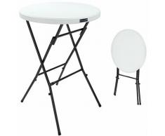 Table haute de bar mange-debout Ø 72 cm blanc Table haute pliante 110 cm Table de bistrot jardin