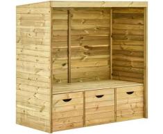 Asupermall - Banc a tonnelle de jardin avec 3 tiroirs 170 cm Pin solide