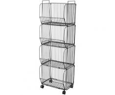Paniers En Fil De Cuisine Pliables Avec Roulettes Verrouillables Etagere A Fruits Empilable A