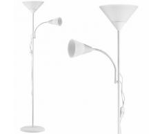 Lampadaire sur pied avec liseuse Luminaire Lampe orientable 175 cm Blanc ou noir Blanc