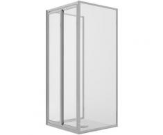 Cabine de douche en forme U 2 fixes+saloon 2 portes pivotantes verre transparent h 198 mod. West