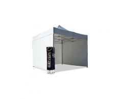 Tente pliante V3S5-Pro PVC blanc - 4 x 4 m , Façade de droite 4m Sans, Façade de gauche 4m Avec