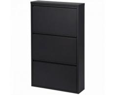 Meuble a chaussures 3 portes - En métal - Noir - MODULO