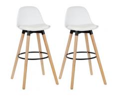 Jeobest - Lot de 8 tabourets pieds en bois de hêtre multicolore pour le petit-déjeuner