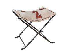 Tabouret Pliant Vintage Cuir samus 47cm Blanc - Paris Prix