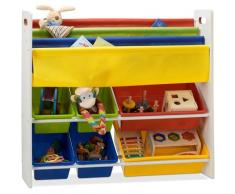Relaxdays Étagère enfants, Bibliothèque, 9 Boîtes de rangement jouets coloré, MDF+Plastique, HxLxP