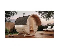 Sauna tonneau FinnTherm Samantha naturel Bois thermique, 42 mm Épaisseur de paroi 215 x 240 cm