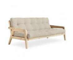 Canapé convertible futon GRAB pin naturel coloris beige couchage 130 cm. - beige