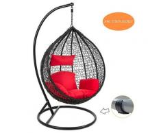 Estexo - Hamac Fauteuil suspendu avec chaise en osier , Fauteuil en rotin noir