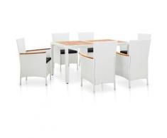 Asupermall - Salon de jardin 7 pcs Resine tressee Blanc
