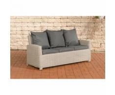 Canapé 3 places Fisolo 5 mm polyrotin rond rond/blanc perle Gris métal