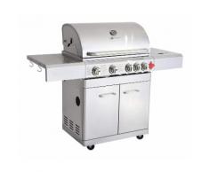 Greaden BBQ grill barbecue à gaz inox Phénix aux normes allemandes - 4 brûleurs+1 feu latéral et