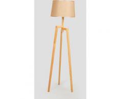 Lampadaire en Bois Sulaw Tissu - Bois - Brun Blé - Sklum