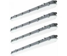 Lot de 4 plafonniers LED longueur 120cm 4000 Kelvin, 4320 lumens Lumière humide et humide pour