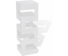 Blanc Carré Porte-parapluie Stockage pour cannes bâtons Acier 48,5 cm