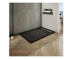 Océan 120x90cm receveur de douche à poser extra-plat - Noir avec le tuyau +siphon