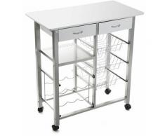Versa Leicester Chariot de cuisine avec roulettes, Rangement, 82x40x76cm - Blanc