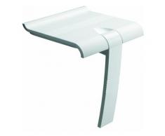 Siège de douche ARSIS escamotable avec béquille automatique - Assise blanche et piètement époxy