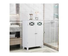 COSTWAY Meuble de Salle de Bain Bas avec 3 Étagères à Hauteur Réglable Armoire de Rangement ,