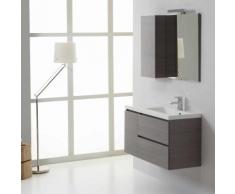 SALLE DE BAIN MOBILE MANHATTAN 90 CM DROIT ET MIROIR AVEC CABINET AVEC TIROIR