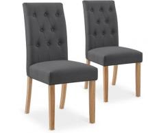 Lot de 2 chaises capitonnées Gaya tissu gris