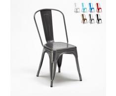 Chaise Tolix industrielle en acier et métal pour cuisine et bars Steel One | Gris