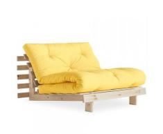 Fauteuil convertible futon ROOTS pin naturel coloris jaune couchage 90 x 200 cm. - jaune