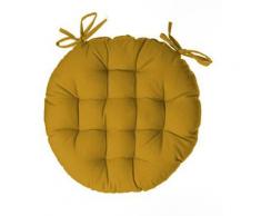 Lot de 6 galettes de chaise ronde en coton coloris ocre - Diamètre 38 cm -PEGANE
