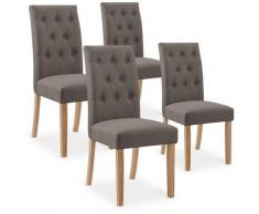 Lot de 4 chaises capitonnées Gaya tissu taupe