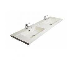 Double Vasque 160 Cm Blanc Avec 2 Mitigeurs Lavabo Chrome Or Design
