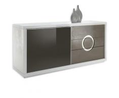 Idimex - Buffet bas bahut ACAPULCO vaisselier rangement 1 porte en verre trempé et 3 tiroirs en MDF