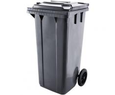 GX-009A Poubelle extérieure 100 litres, conteneur à déchets 100L sur roues 48x55x81cm, gris - Gris