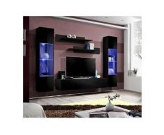 Meuble TV FLY A3 design, coloris noir brillant + LED. Meuble suspendu moderne et tendance pour