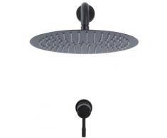 Kit de Douche - Mitigeur Mécanique Encastrable et Pommeau de Douche Ø30cm Noir - Nox