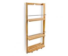 Étagère de salle de bain en Bambou 3 étages panier Mural HxlxP : 70 x 28,5 x 10 cm serviteur de