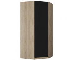 Inside75 - Armoire d'angle dressing KEY chêne 1 porte noir mat 100 x 100 cm - bi color