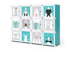 Armoire-penderie pour enfant étagère DIY modulable, 12 compartiments, tri - Vicco
