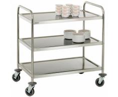 Chariot de service cuisine design professionnel inox 3 étages max 120 kg