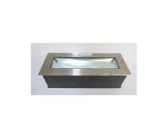 Encastré de sol fluo rectangle bord acier 180x460x120mm verre securit lampe 24W G23 1800lm